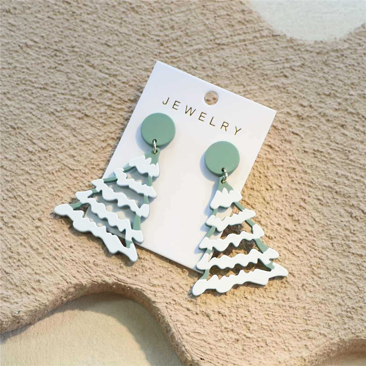 Women's Christmas Hollow-Out Light Green Tree Earrings